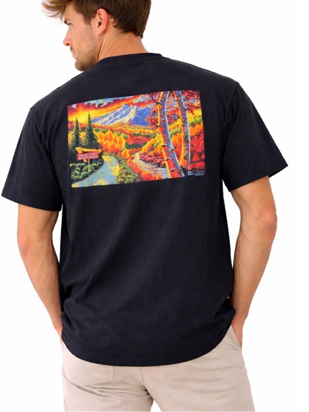 In-&-Out Colorado T-shirt Tee black graphic men's SZ MD - Flawed